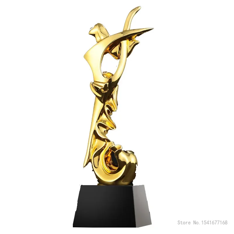 Customized Resin Trophy Award, Electroplating Golden Cup, Sports Trofeo, Educational Excellent Company, Competition Toy, 1Pc