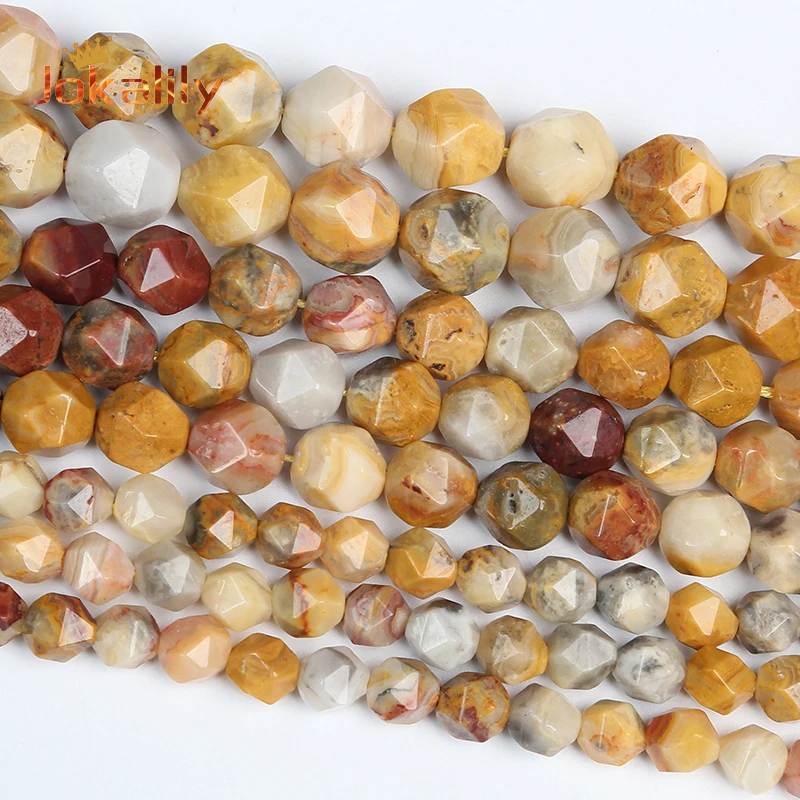 

Faceted Natural Yellow Crazy Agates Beads For Jewelry Making Round Loose Beads DIY Bracelets Necklaces Accessories 15" 6 8 10mm