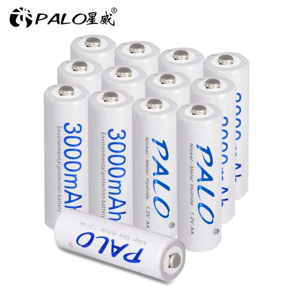 PALO 1.2V AA Rechargeable Batteries 3000mAh aa Ni-MH 100% Original High Capacity Current AA Battery Rechargeble For Camera Toys