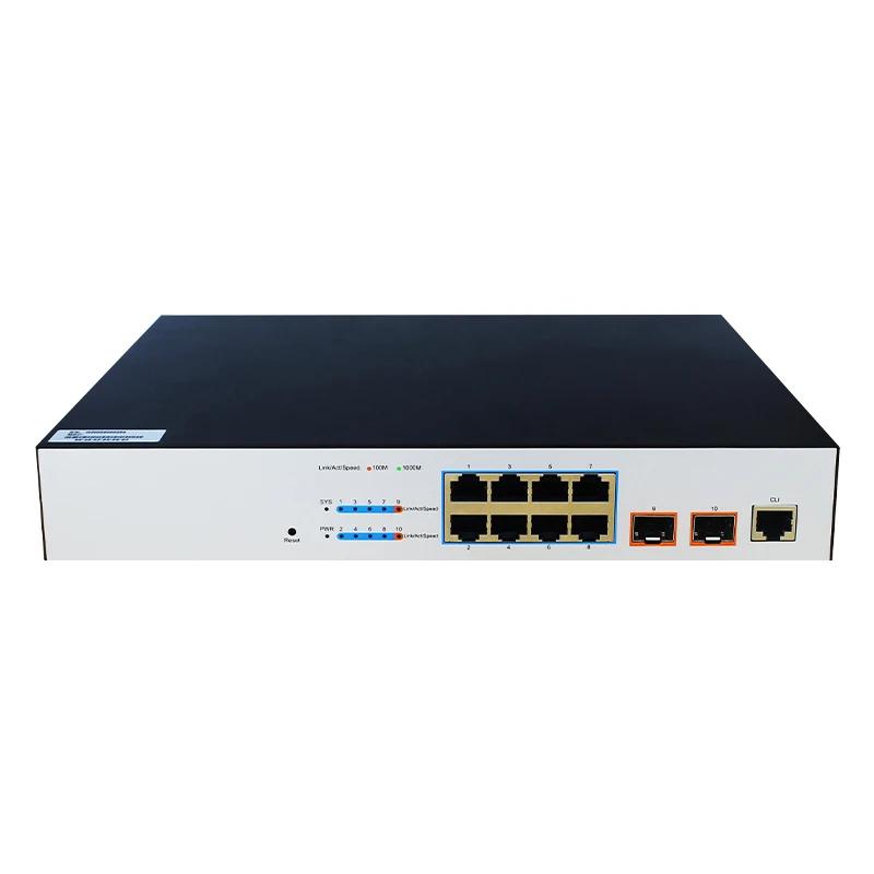 2*1000M SFP 슬롯 포트 및 8*100/1000M RJ45 포트로 Onti-L3 관리 스위치, 스위칭 용량 336Gbps