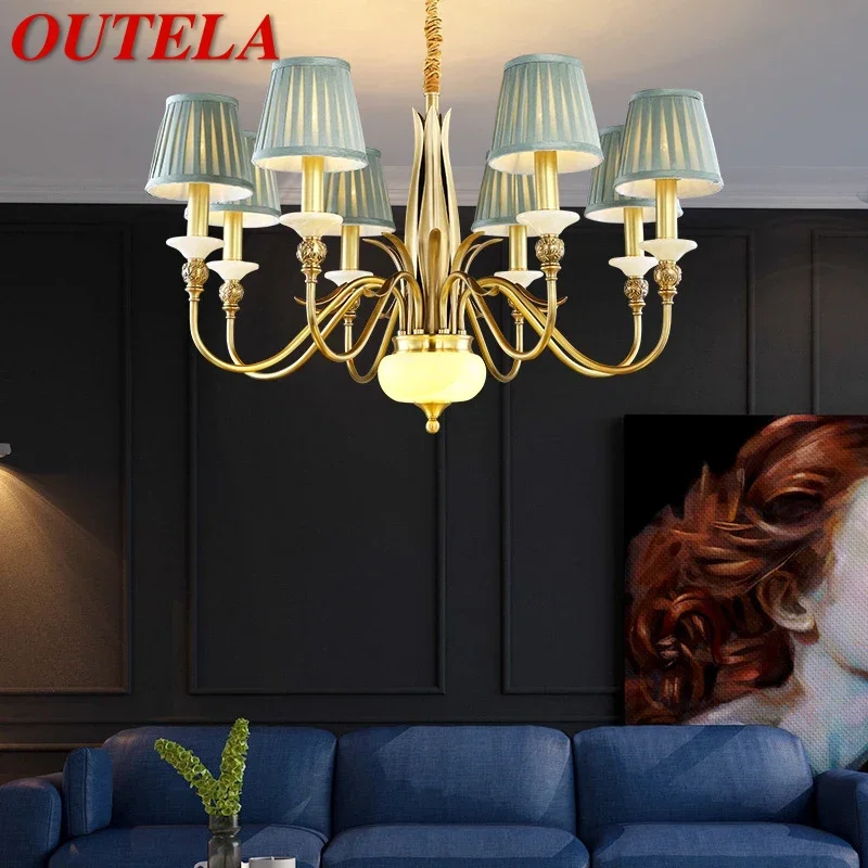 

OUTELA American Brass Pendent Lamp Luxurious Living Room Restaurant Bedroom Retro Hotel Villa Chandelier