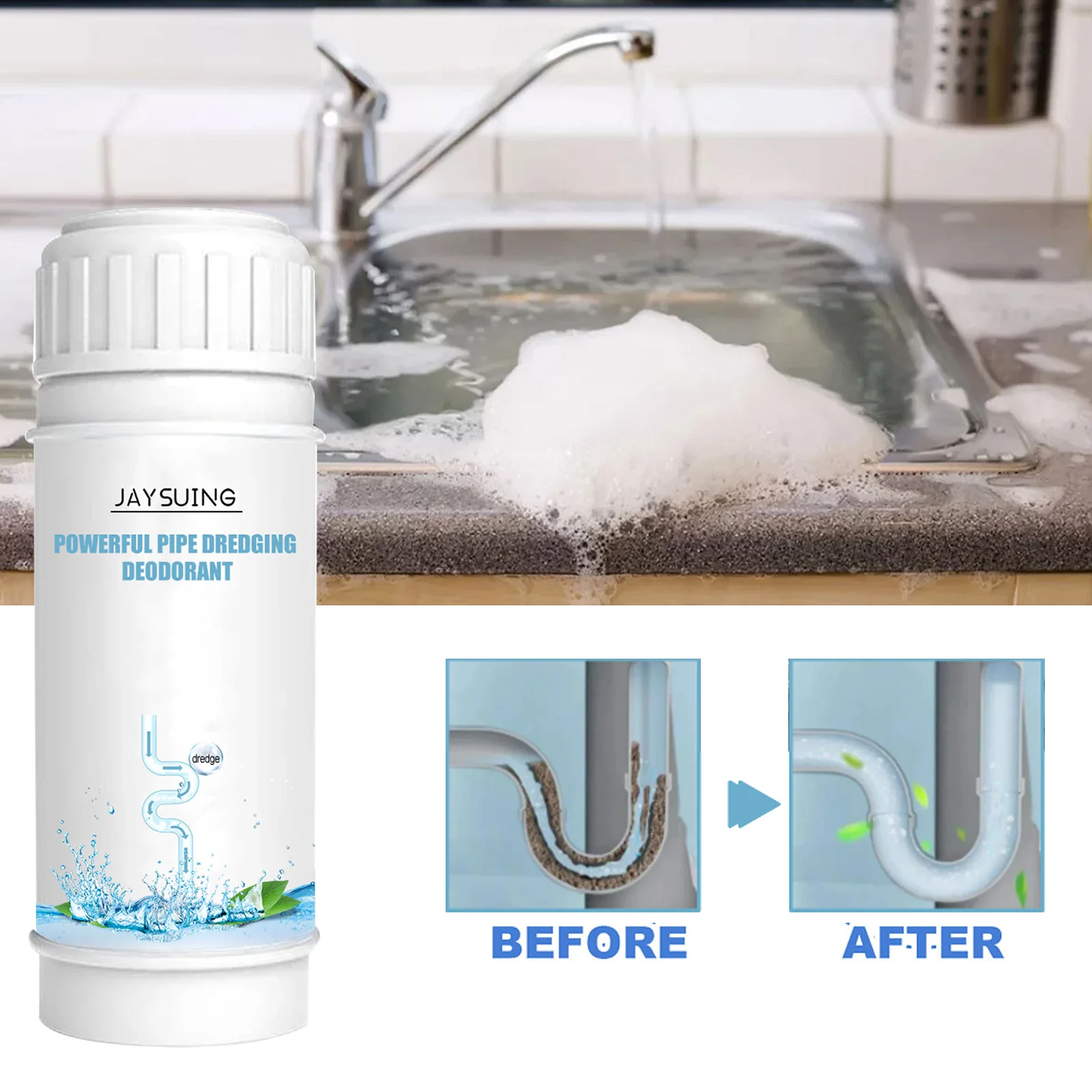 

Pipe Dredging Agent Clogging Sewer Cleaning Tools Oil Decontamination Kitchen Toilet Household Sewage Deodorant Drain Cleaner