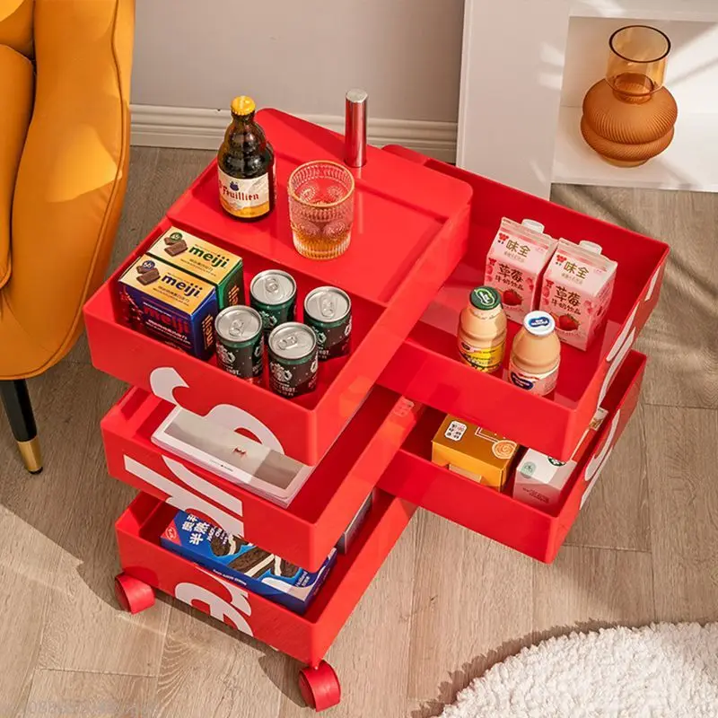 Creative Rotating Movable Bedside Table Multi-layer Locker Trolley ABS Plastic Material Fashion Furniture