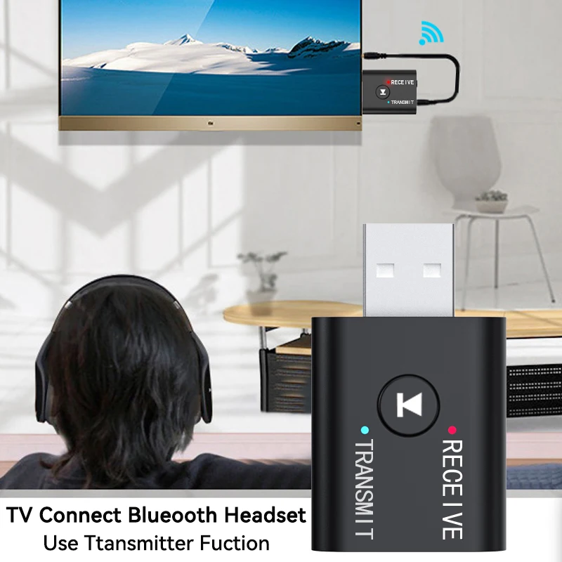 블루투스 5.0 오디오 송신기 리시버 3.5mm AUX 잭 RCA USB 동글 스테레오 무선 어댑터, TV 자동차 키트 스피커 헤드폰용