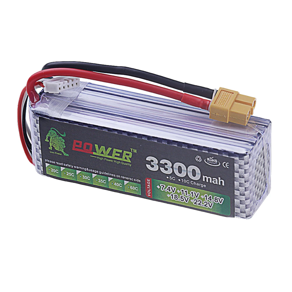 Batterie LiPo 4S 3300mAh 40C 14.8V RC pour Drone Voiture