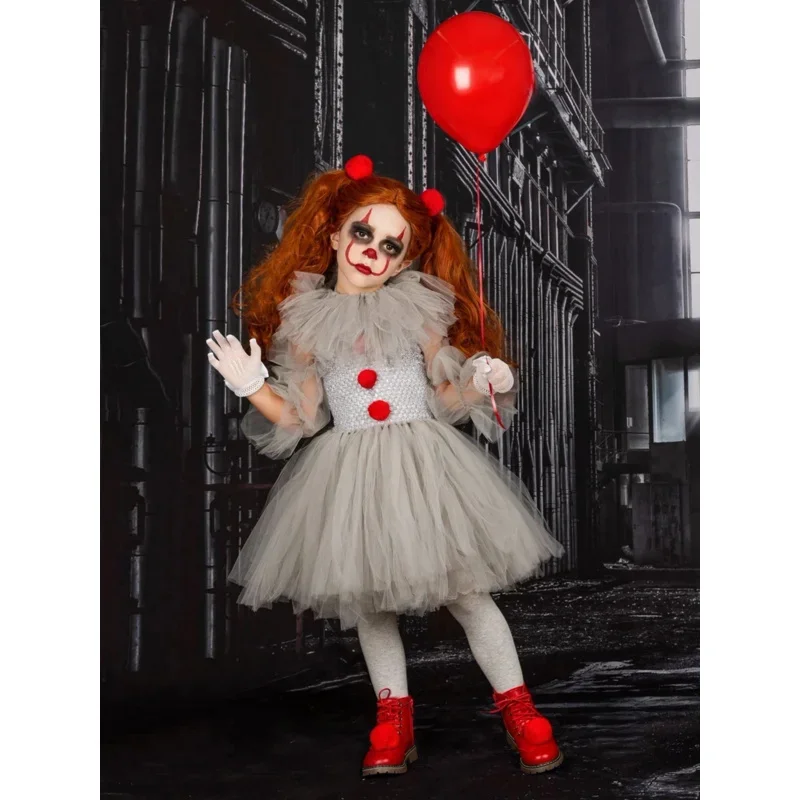 

Женское платье-пачка Pennywise, детский косплей, страшный клоун, костюм на Хэллоуин, карнавал, косплей, женское платье, одежда