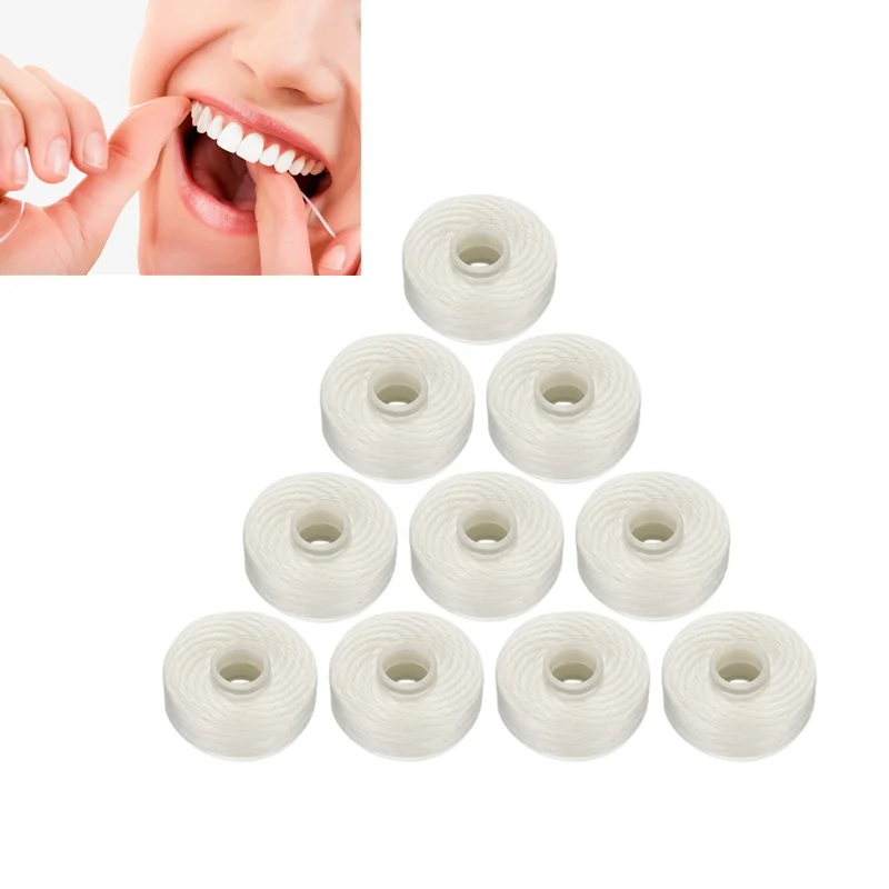 10 Rolls 50m Dental Flosser Oral Hygiene Teeth Cleaning Dental Floss Spool Wax Mint Toothpick