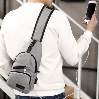 남성용 다기능 크로스바디 백, USB 충전 레저 스포츠 대용량 체스트 백, 신제품