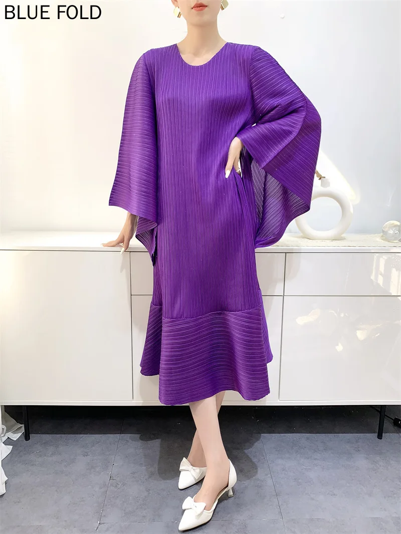 

MIYAKE женские свободные плиссированные платья большого размера, летние новые плиссированные платья средней длины Vestido, элегантные плиссированные платья для похудения, Ropa Mujer