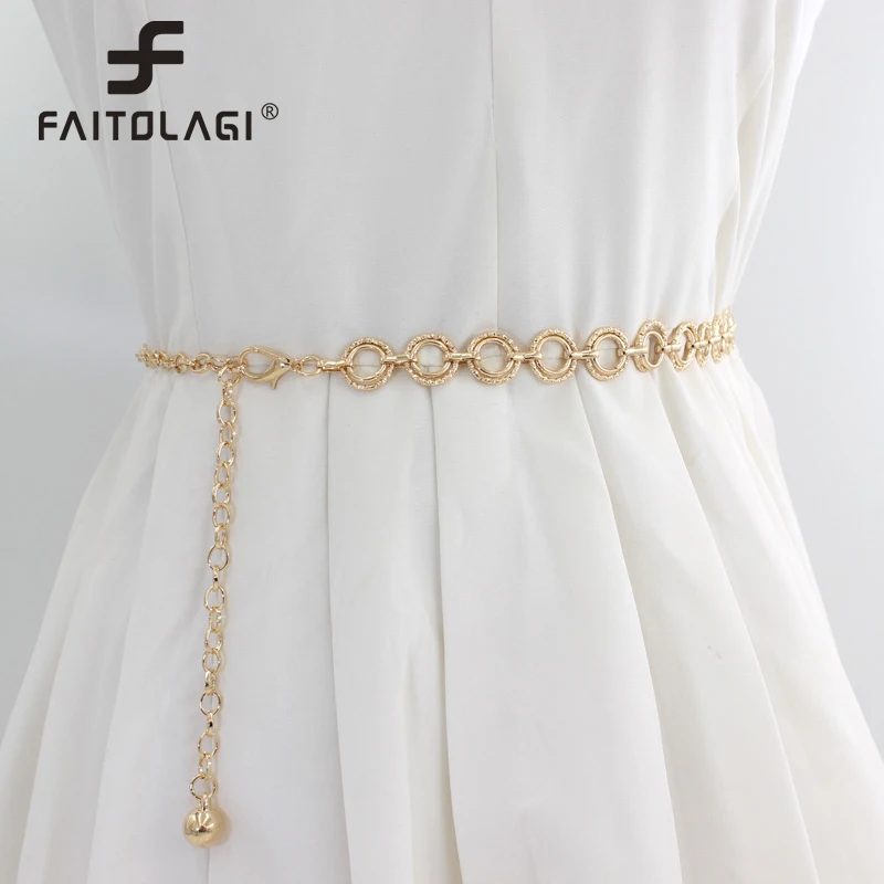 Gold Chain Belt Metal Belt For Dress Metal Balls Pendants Waist