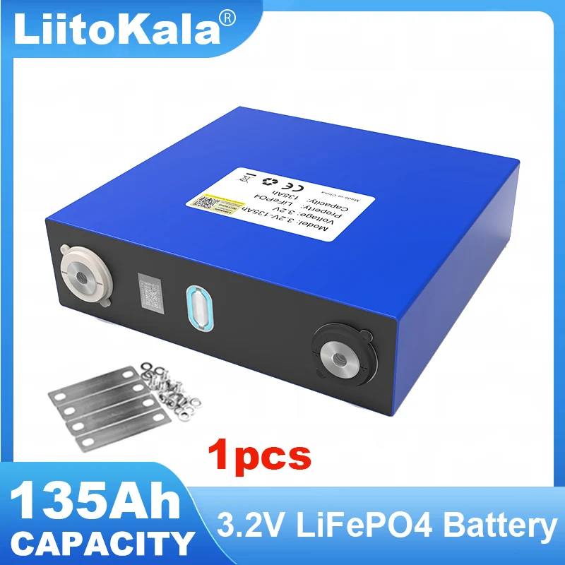 

1pcs LiitoKala 3.2v 135ah lifepo4 Rechargeable Battery DIY 12v 24v 36v deep cycle package lithium cell lithium iron phosphate