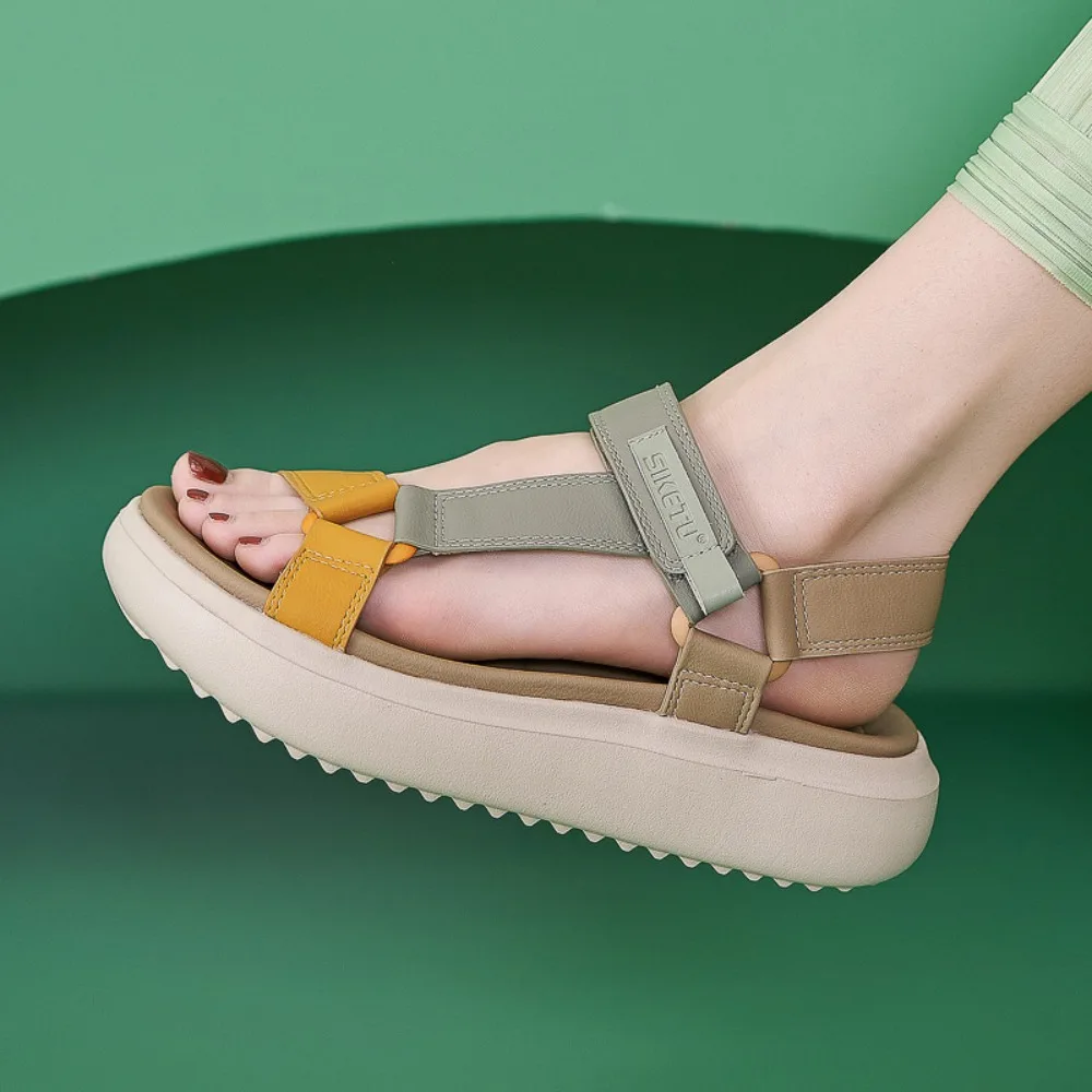 Sandals for Women's 2026 Summer New Lightweight Sandals for Casual Sports Comfort Thick Bottom Large Platform Womens Shoes - 2
