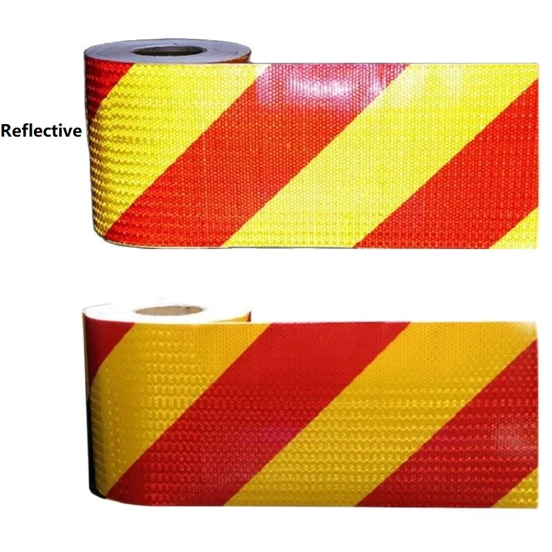 8'' Yellow And Red Twill Reflective Tape Waterproof Adhesive Warning Caution Conspicuity Reflector Sticker 10M For Truck Trailer