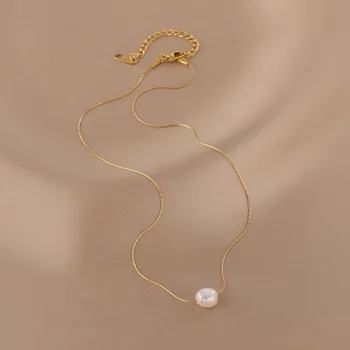 316L Stainless Steel Pearl Charm Choker Necklace – Women’s Jewelry
