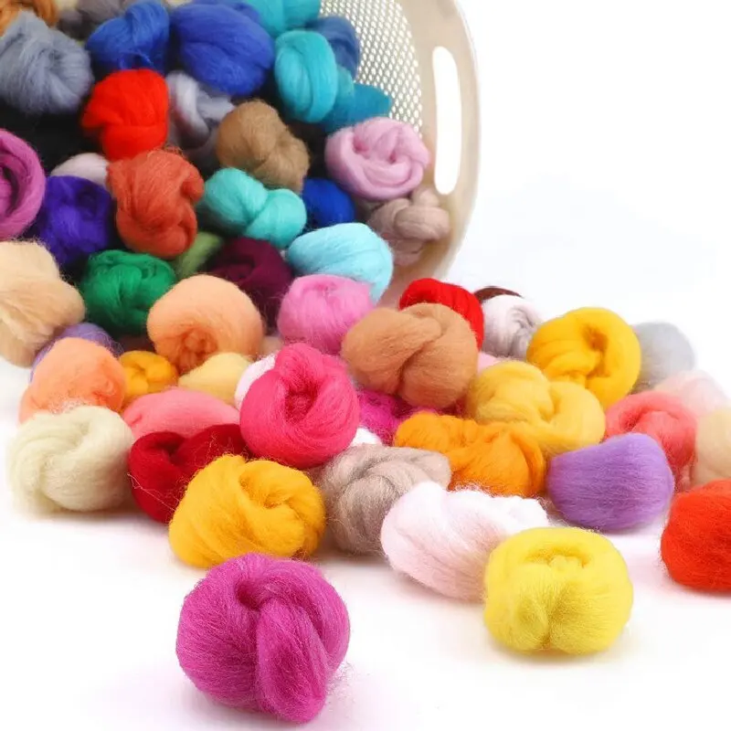 

70 Colors Wool Felt Fibre DIY Needle Felting Materials Wool Felting Needle Tools Soft Roving Felt Fabric 2g/5g/10g DIY Wool Felt