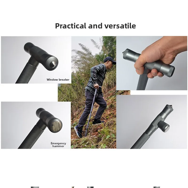 Outdoor Aluminum Alloy T-Handle Multi-Functional Hiking Cane Engineer ovel Handle Connector Durable king Poles Accories