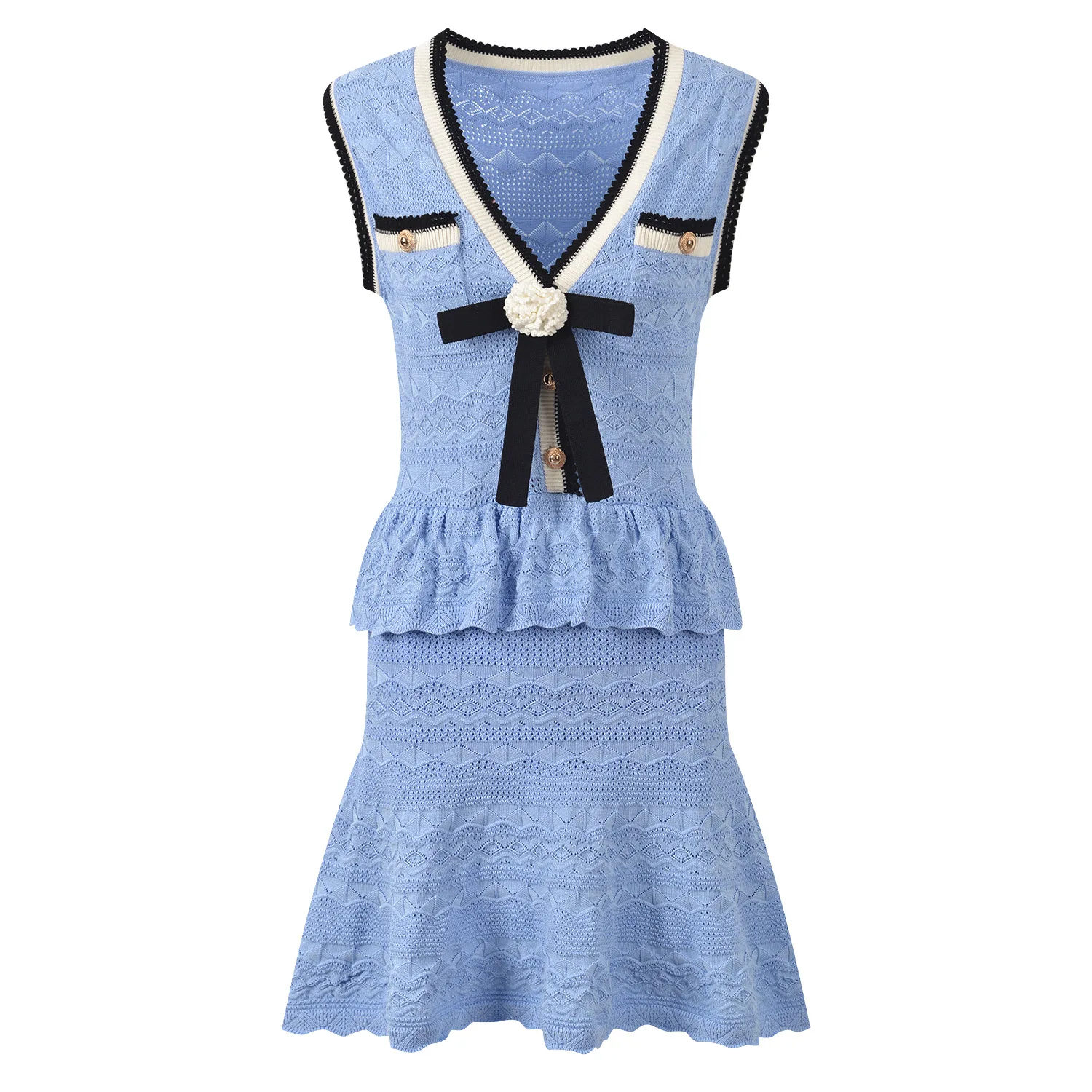 ZJYT Summer Women's Mini Dress Knitted Fashion 2026 New Sleeveless Ruffles Patchwork Short Casual Party Dresses Female White 3