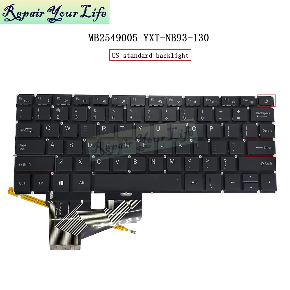 

US Backlit Keyboard for EVOO EV-C-125-3-SL EV-C-125-3-BK 12.5" HD Ultra Slim Laptop Keyboard Light MB2549005 YXT-NB93-130 M1205