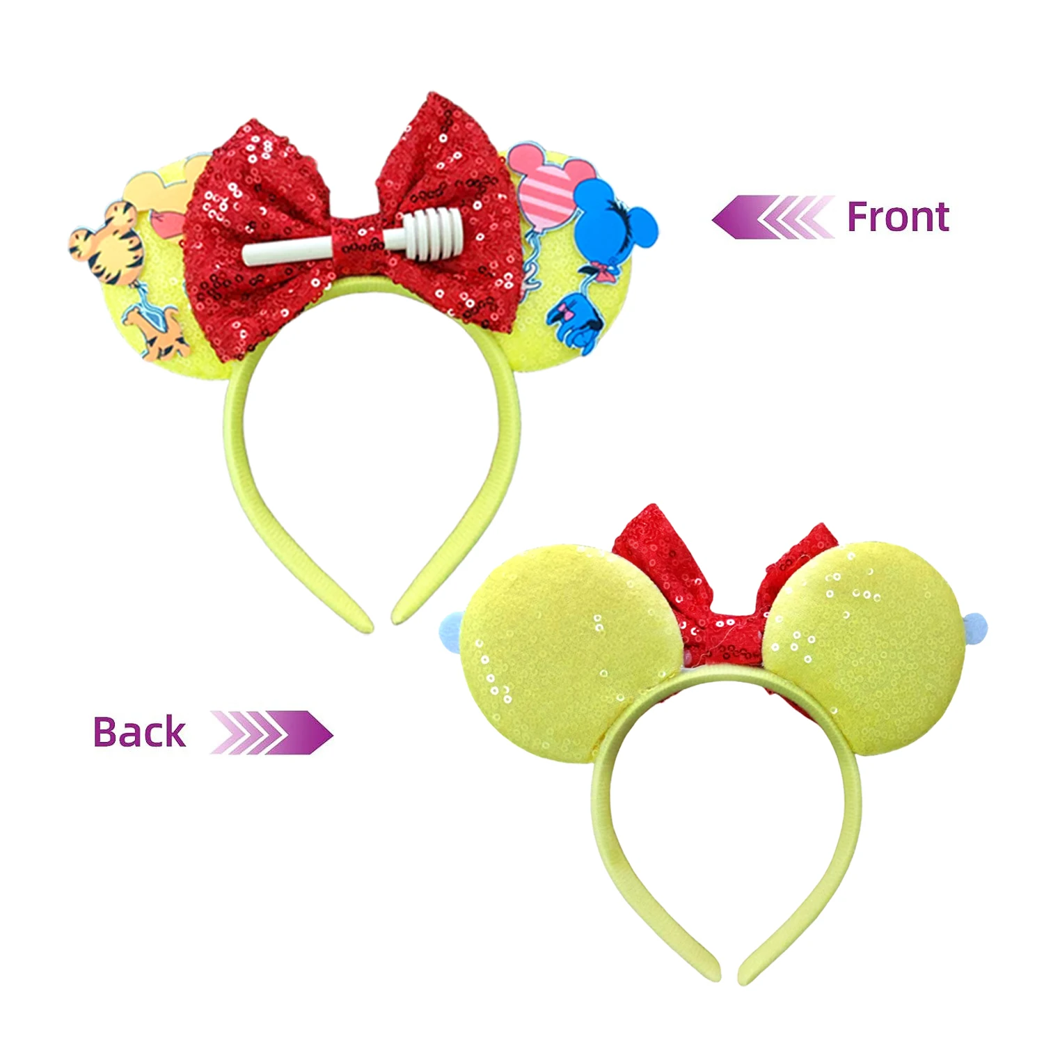 New Mickey Mouse Ears Headbands Women Kids Party Hair Accessories Lilo Stitch Headband for Girls Kids Sequins Bow Hairbands 4