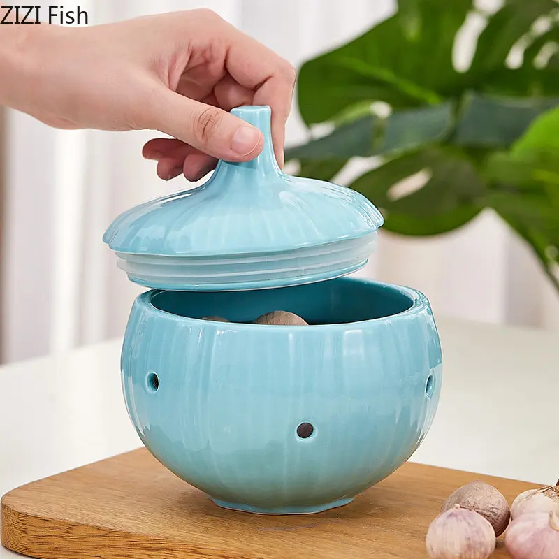 Onion Shape Ceramic Storage Box Cosmetic Jars Dressing Table Jewelry Boxes Storage Jar and Lid Creative Porcelain Candy Pots 3