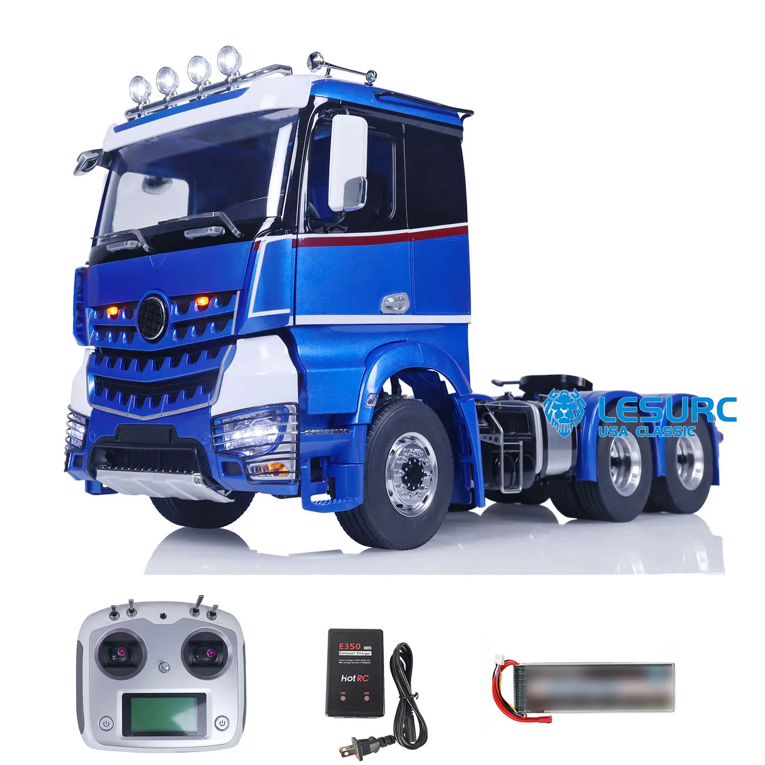 

LESU 1/14 6x6 Metal Chassis RC Tractor Truck Radio Control Highline Cab Roof Car Painted Assembled With EL-007 Sounds Lights