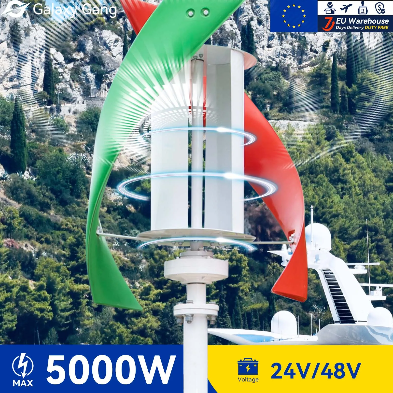 

5kw Portable Kit Windills Turbine Electric Generator Power 2 Fan Blades 12v 24v 48v Free Energy Optional Off Grid System Use