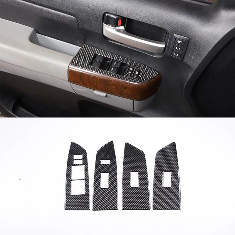 

Для Toyota /Sequoia 2007-2013 LHD декоративная крышка для рамы автомобильного оконного подъемника декоративные наклейки отделка аксессуары часть мягкое углеродное волокно