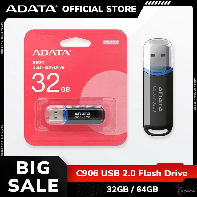 ADATA USB 2.0 C906 USB FLASH DRIVE Original Pen Drive 32GB 64GB Black Red Blue three color Memory Stick Flash U Disk for PC 1