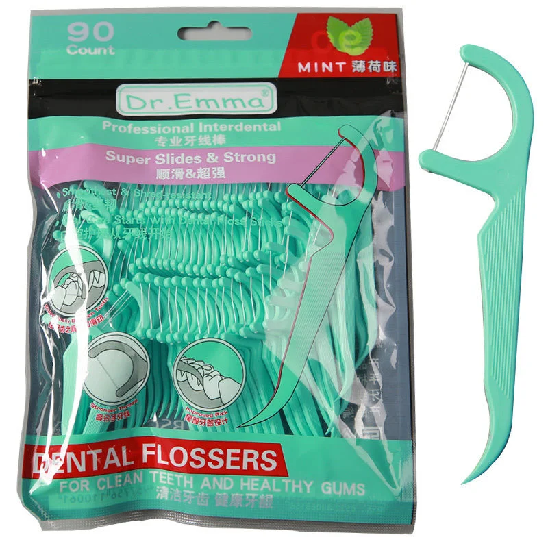 

90pcs Dental Floss Flosser Picks Toothpicks Teeth Stick Tooth Cleaning Brush Dental Floss Pick Fresh Mint