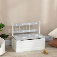 2-IN-1 Toy Chest, Kids Storage Bench Cabinet with Safety Pneumatic Rod, Grey 2