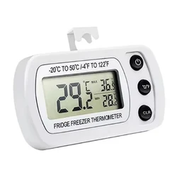Digital LCD Display Fridge Thermometer with Hook and Anti-Humidity Features (WHITE)