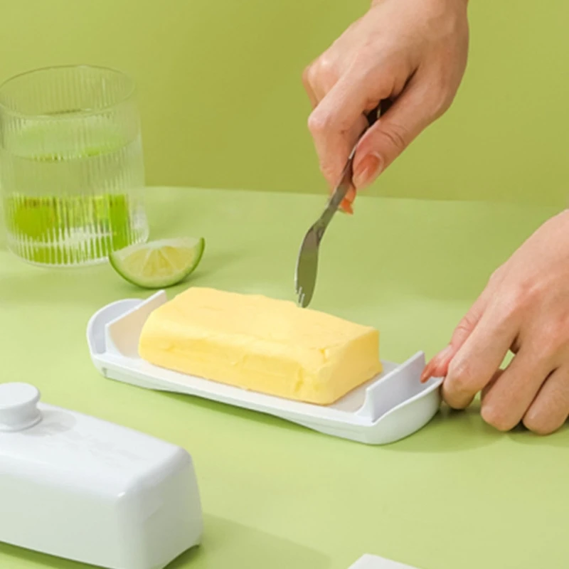 Butter Container with Spoon and Lid Butter Dish with Lid Durable Plastic Holder for Storing and Serving