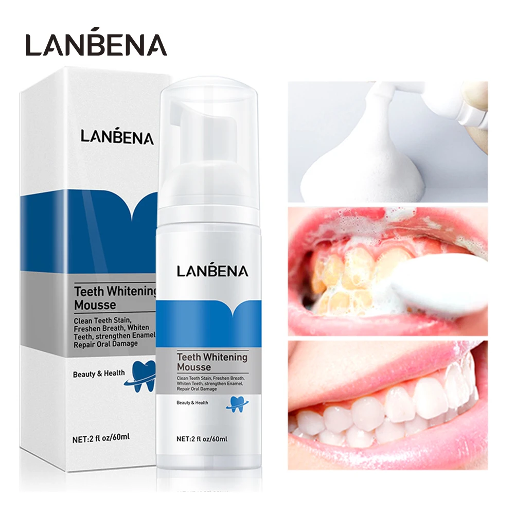 

LANBENA Dental Bleaching Deep Cleaning Removes Teeth Whitening Mousse Toothpaste Remove Stains Plaque Teeth Cleaning Tool 60ML