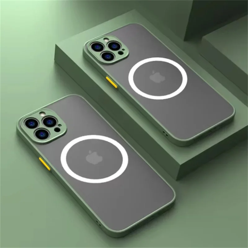 Matte Magnetic Wireless Charge Clear Case with MagSafe Compatibility