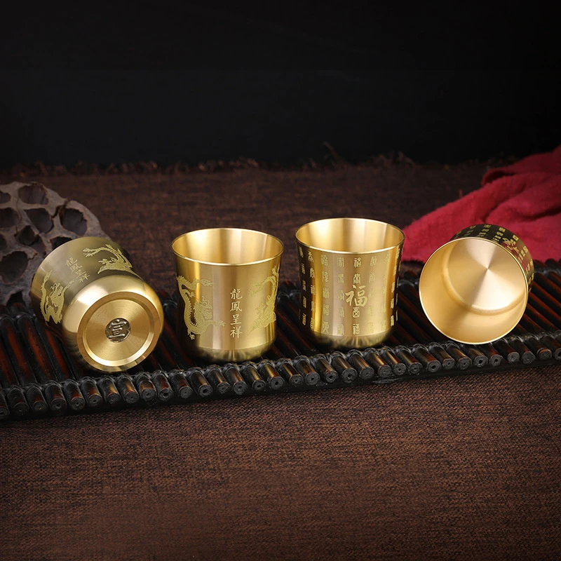 Brass Tea Cups Tea Mug Homeware China Antique Bar Drinkware Ancient Teacup for Drink Tea Coffee Tabletop Home Office Decor - 2