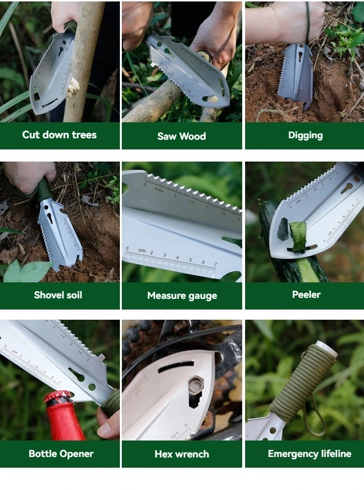 Portable Multifunctional Camping Hiking Survival Shovel 6