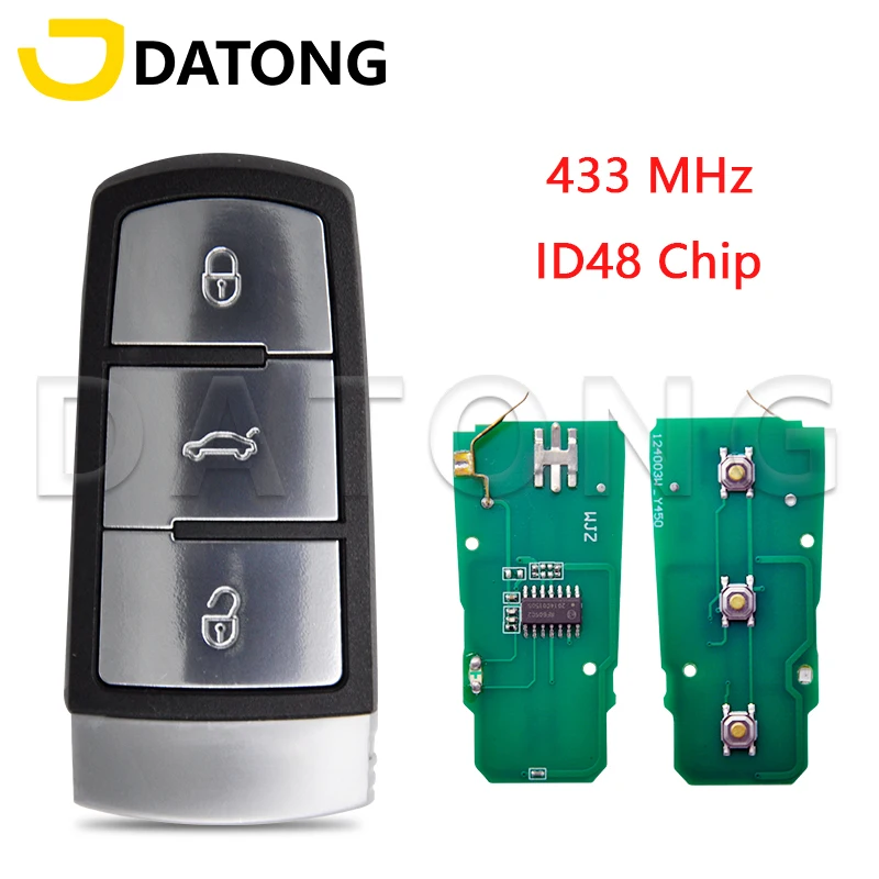 Datong World Car Remote Control Key For VW VolksWagen Passat B6 3C B7 Magotan CC ID48 Chip 433MHz Replace Smart Card 3C0959752BA