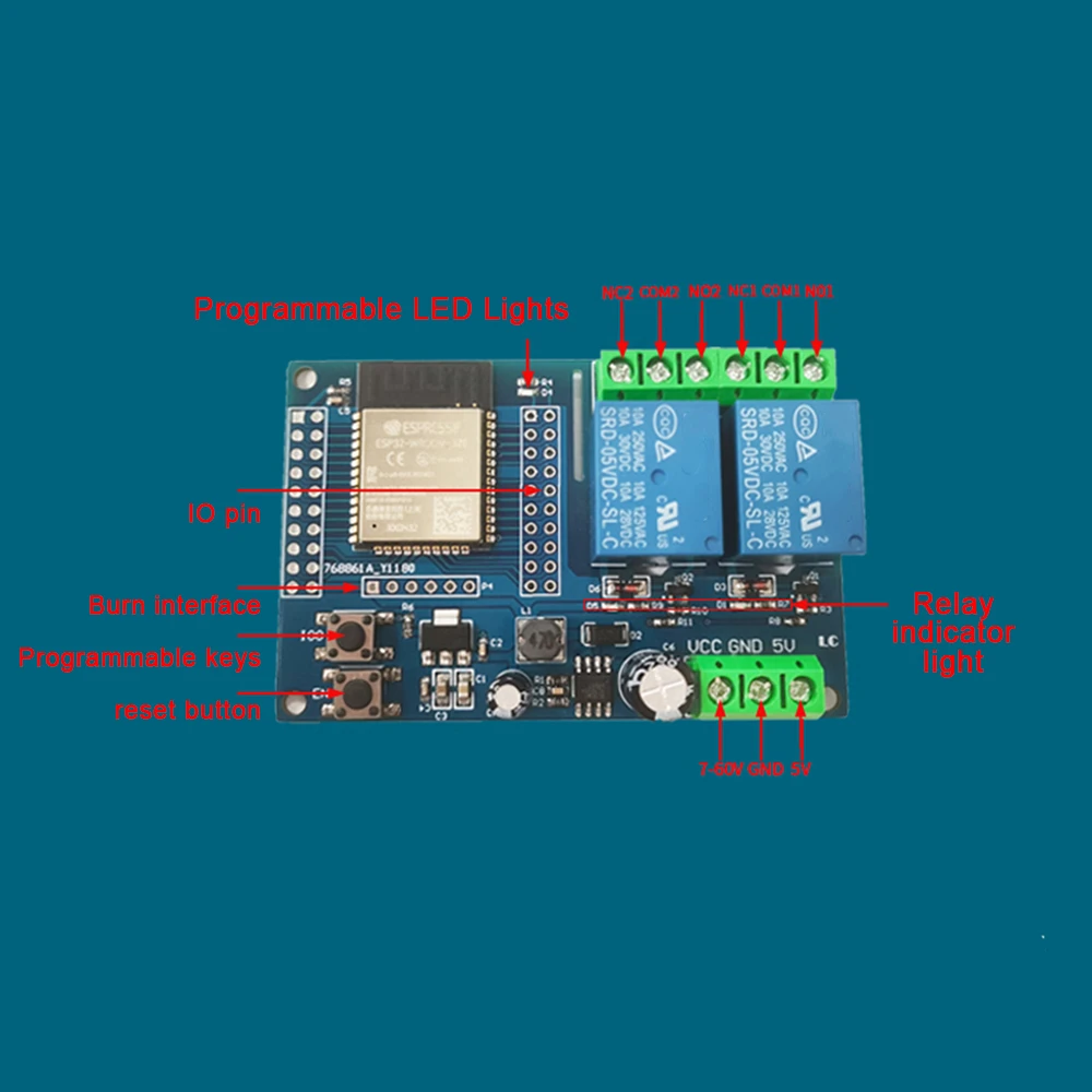 5v 2-channel wifi relé módulo ESP32-WROOM desenvolvimento