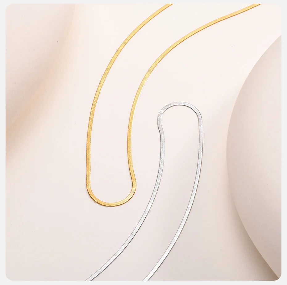 Vnox 35 cm-40 cm Halsband-Halsketten für Mädchen, verstellbare flache Schlangenkette aus Edelstahl, Fischgräten-Links-Kragen, Geschenk für Tochter – Detail 6