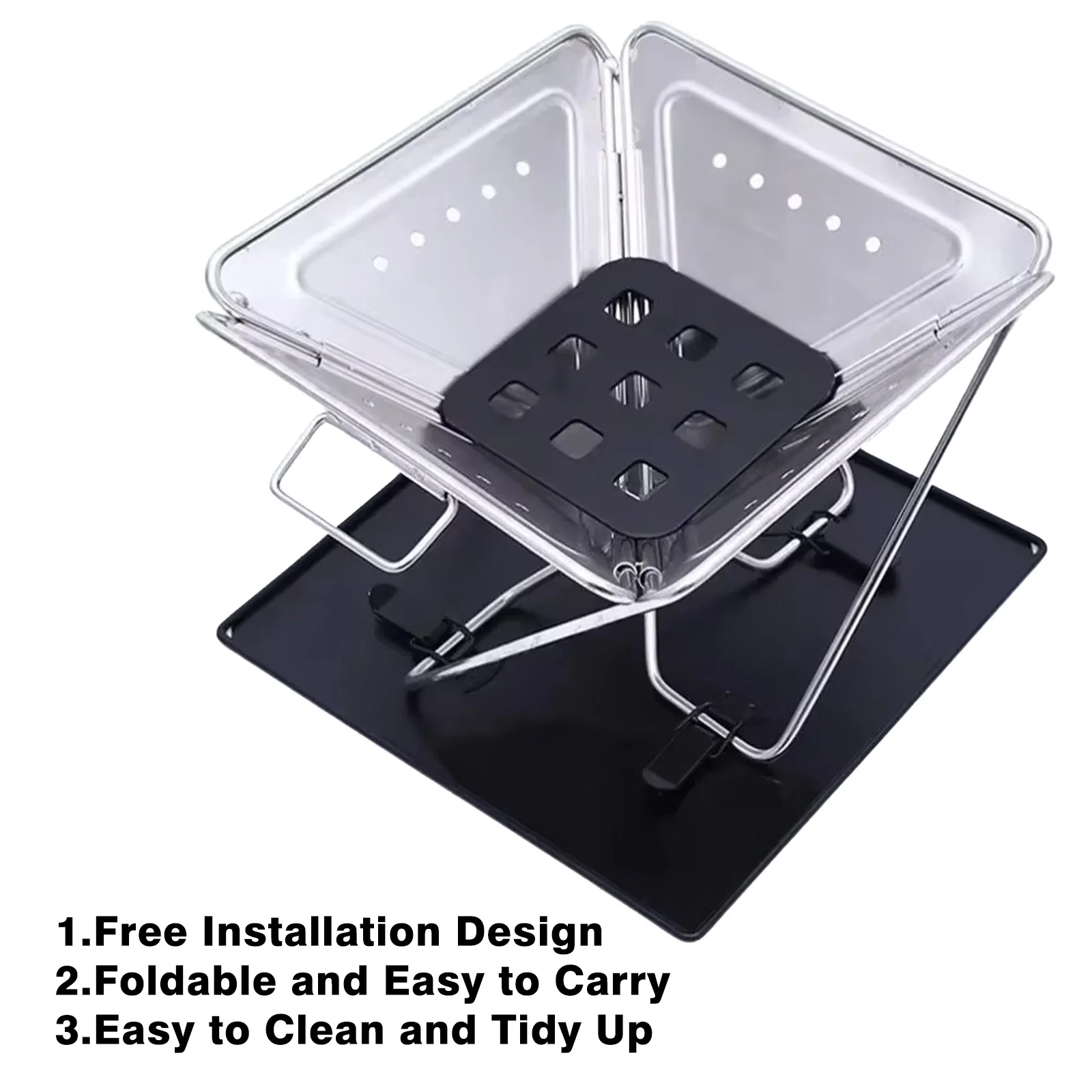 Outdoor Stove Camping Portable Folding Grill Multifunctional Stainless Steel Fire Munch Barbecue Wood Stove Burning Bonfire