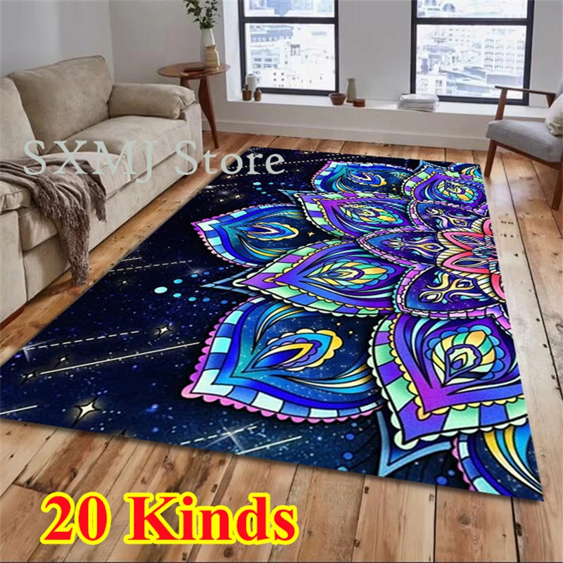 Mandala Carpet Area Rug Colorful Floral Flower Print Hallway Step Mat Doormat Bathmat for Bedroom Living Room Home Decoration