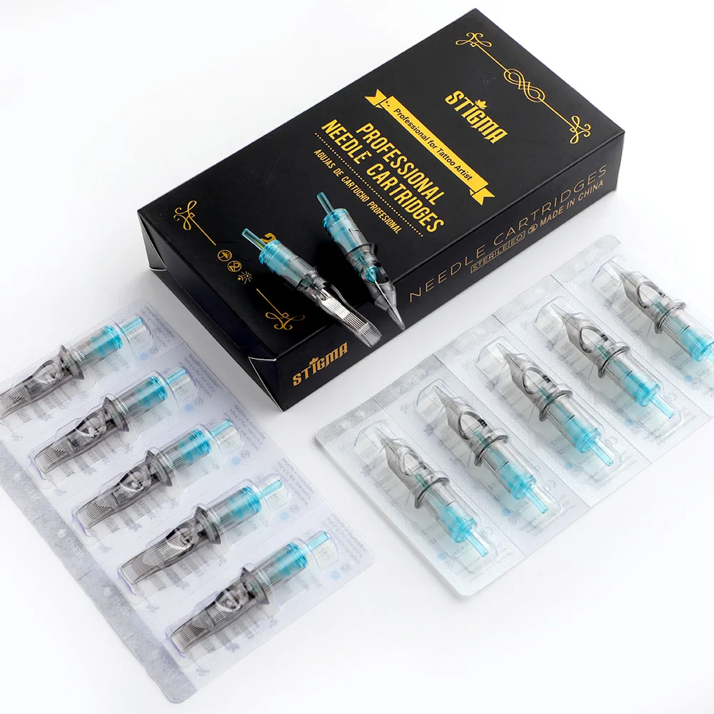 Tattoo Microblading Needles Disposable Tattoo Tips STIGMA 20Pcs Tattoo Needle Cartridge Round Liner Disposable Eyebrow Cartridge 0.3/0.35MM Makeup Tattoo Supplies