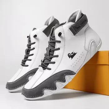 أحذية رجالية بدون كعب ذات علامة تجارية عصرية، أحذية مشي كاجوال ناعمة قابلة للتنفس، أحذية قيادة مريحة من الجلد ذات قاع مسطح 4