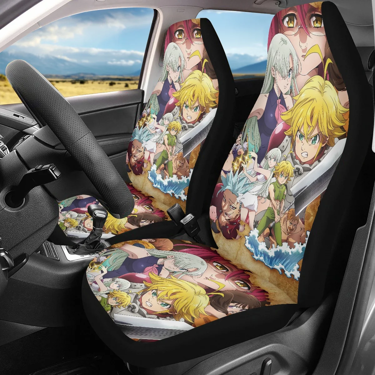 

The Seven Deadly Sins Anime Pattern Nonslip Vehicle Seat Covers Washable Car Protector Car Seat Cushion Soft Car Interior Decor