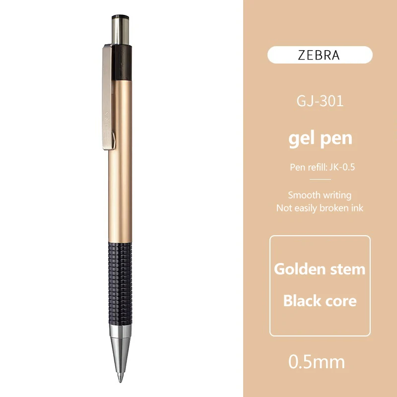 1pcs Japan ZEBRA Gel Pen GJ-301 Metal 0.5mm Black Pen C-JJ29
