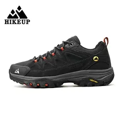 HIKEUP Men's Leather Outdoor Hiking and Trekking Shoes - Durable Trail and Climbing Sneakers - 45 (Grey)