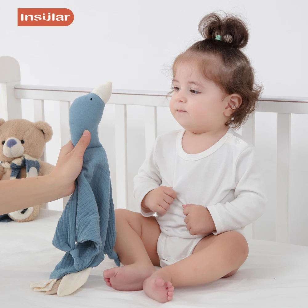 Baby Comforter Blanket Muslin Towel Insular Gauze New Born Soothe Appease Towel Soft Organic Cotton Goose Toy Ins Baby Comforter Lovely Muslin Security Blanket