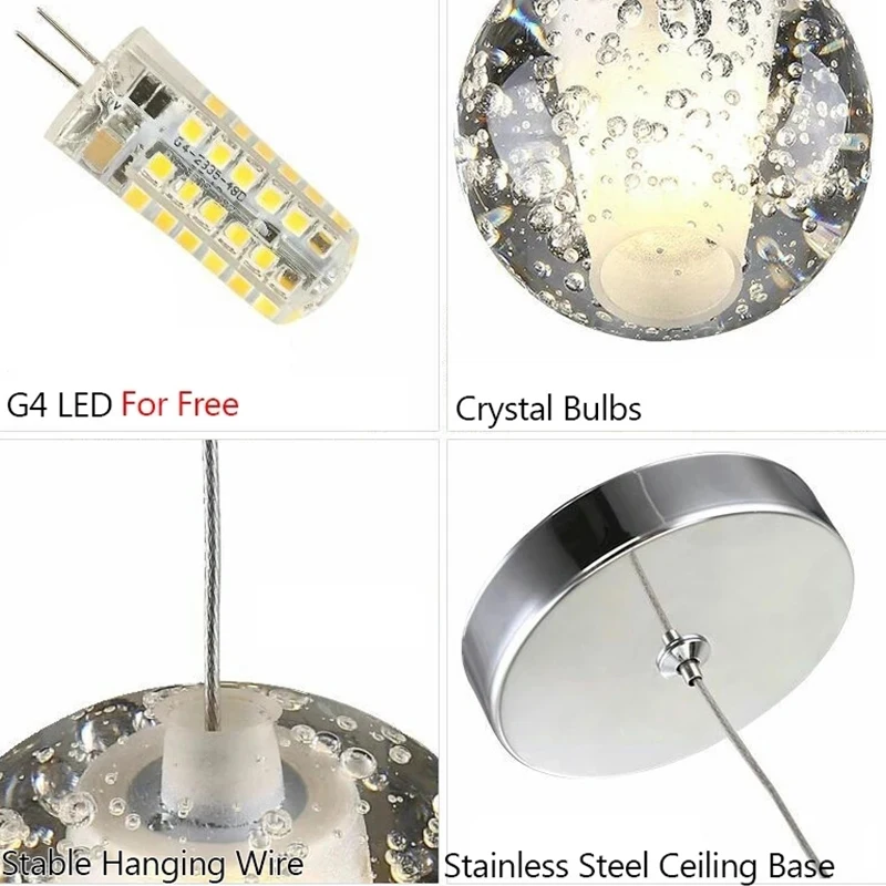 Villa Staircase Pendant Lights Long Cable Hanging crystal glass ball droplight for Restaurant Bar Indoor Decorative pendant lights pendant lamp chandelier lighting