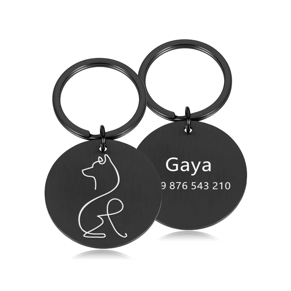 Personalized Name Pet ID Tag Keychain Engraved Cat Dog Tag for Cat Puppy Dog Collar 2022 Anti-lost Keyring Pet Accessories personalized pet collar free engraved name tel id tags customized pet necklace for cats dog tag kitten accessories anti lost