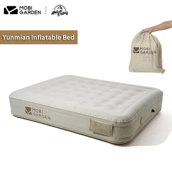 MOBI GARDEN 두꺼운 PVC 팽창식 매트리스, 야외 휴대용 내장 펌프 에어 베드, 고탄성 캠핑 하이킹 매트, 35-38cm